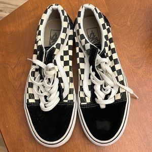 Vans off the wall classic black checkered lace up mens 9 women 10.5